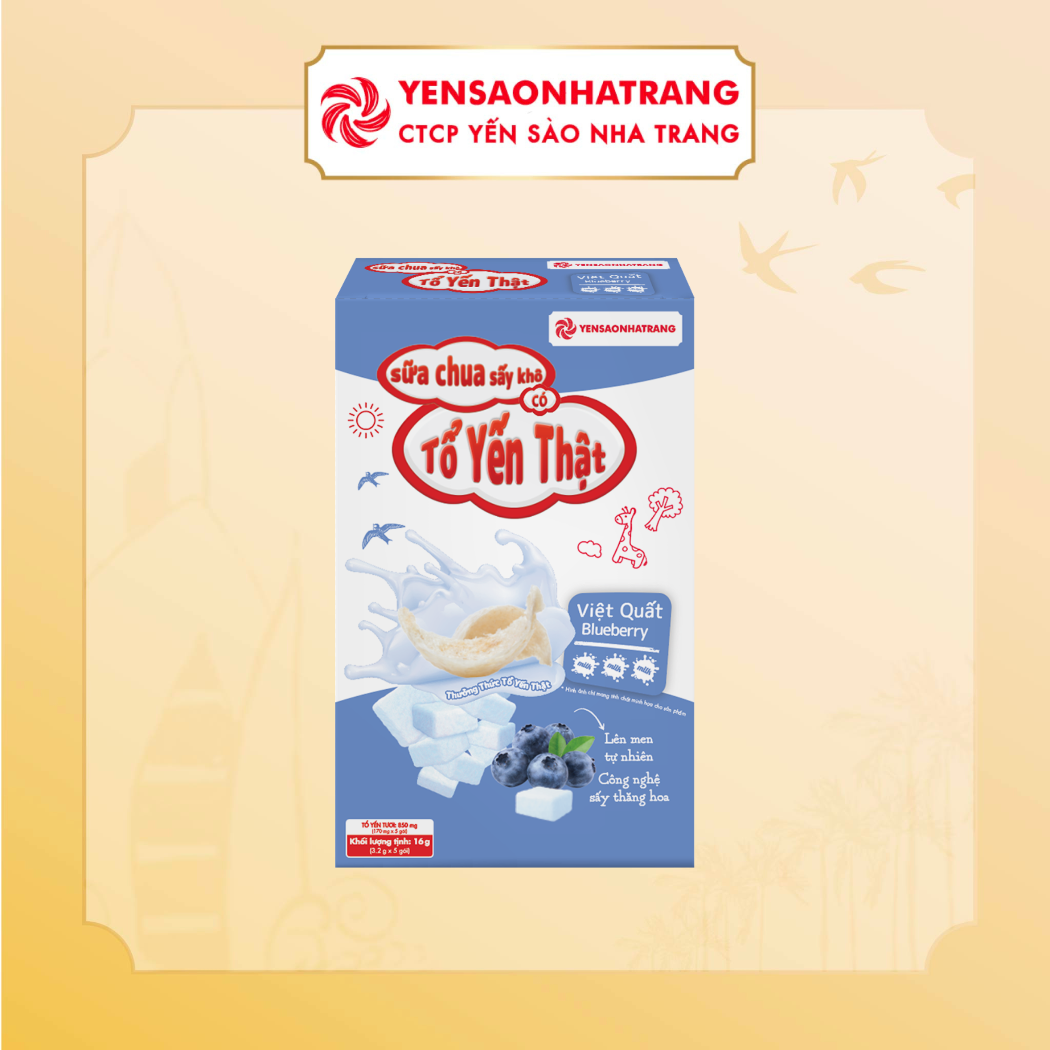 Sữa Chua Tổ Yến Sấy Khô 16g - Việt Quất 