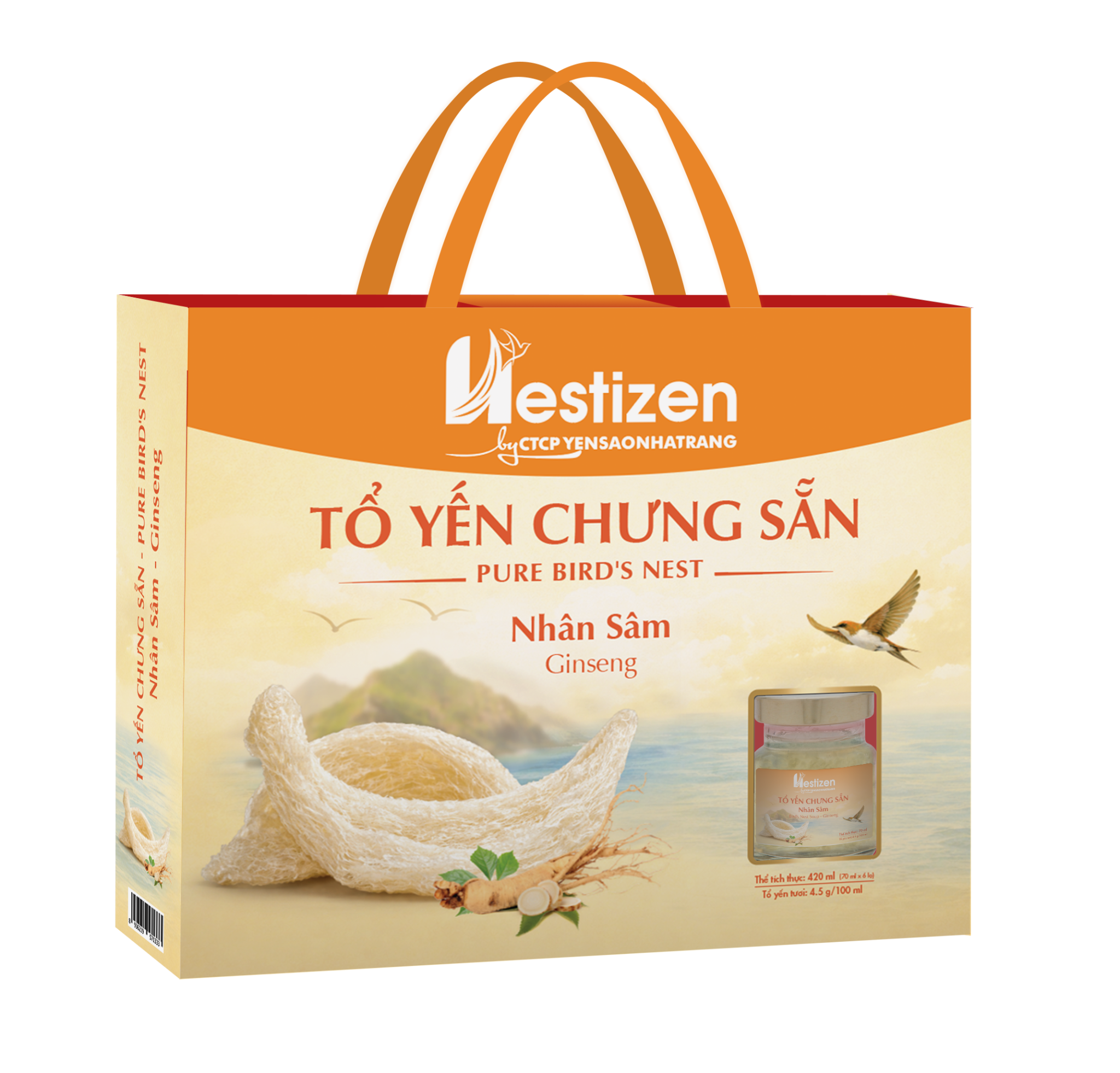  Tổ Yến Chưng Sẵn - Nhân Sâm 420ml (4.5g Tổ yến tươi/100ml) 