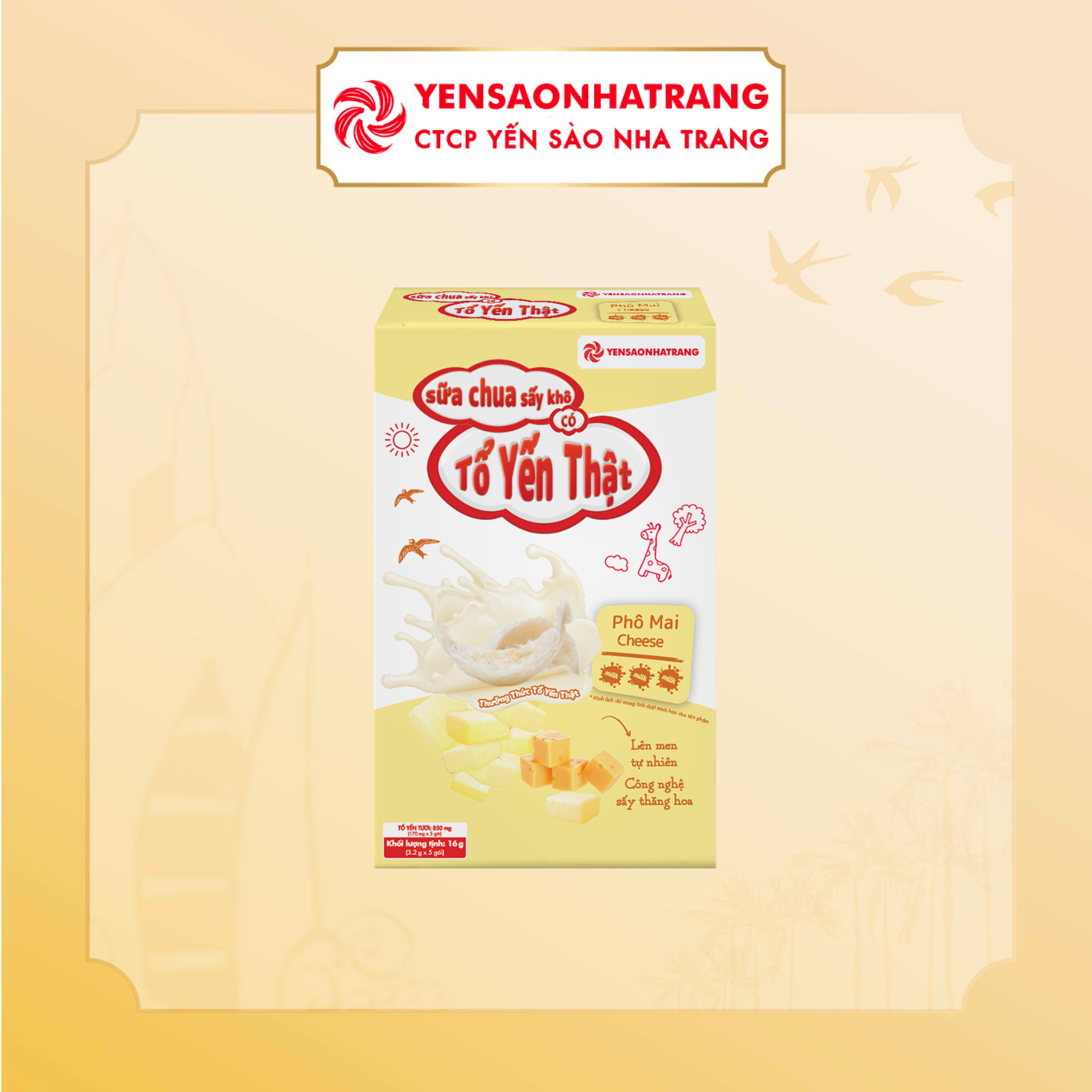  Sữa chua sấy khô có tổ yến thật 16g - Vị Phô Mai 