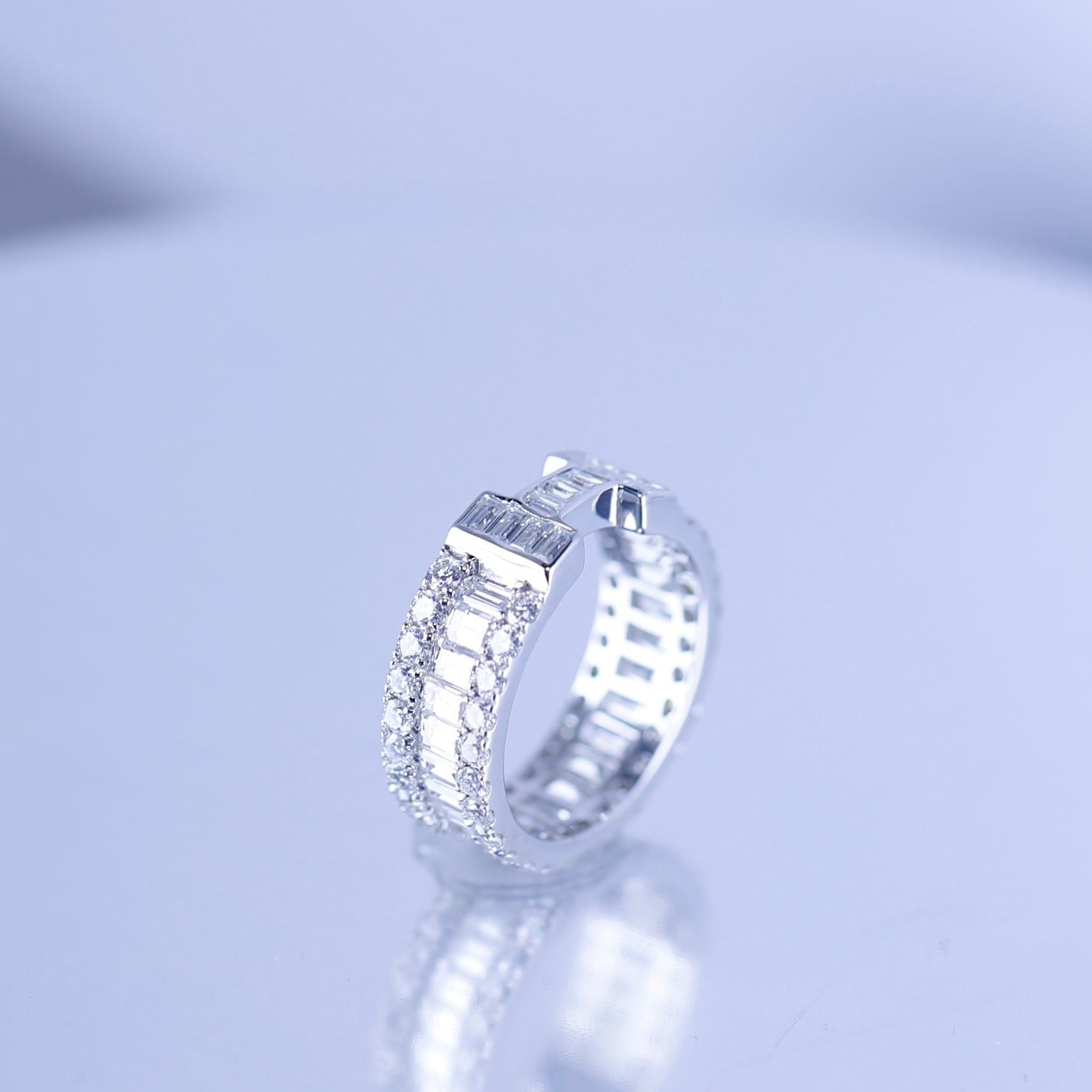  Nhẫn nữ Bạc S925 xi kim. Ko chủ. Tấm Mois SRI031. 