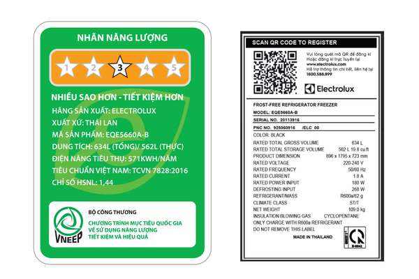 Tủ Lạnh Electrolux Inverter 562 lít EQE5660A-B