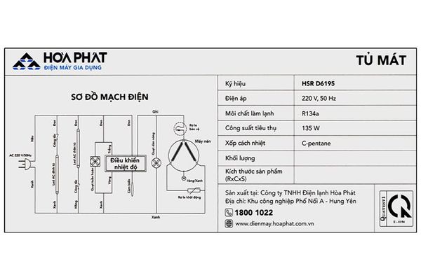 Tủ mát Hoà Phát 195 lít HSR D6195