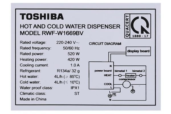 Cây nước nóng lạnh Toshiba RWF-W1669BV(W1)
