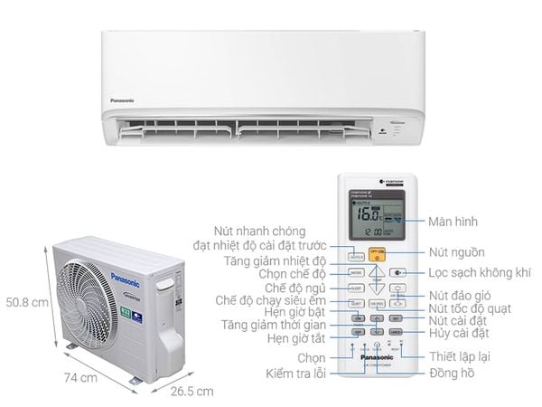 Điều hòa Panasonic 1 chiều Inverter 9000 BTU RU9CKH-8D