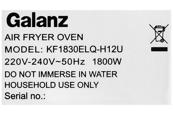Lò nướng và chiên không dầu Galanz KF1830ELQ-H12U 30 lít