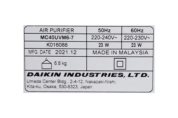 Máy lọc không khí Daikin MC40UVM6-7 23W 30m2