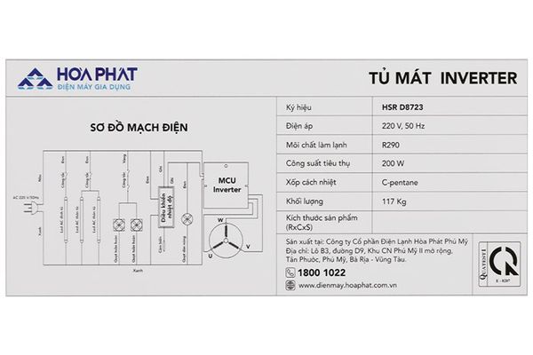 Tủ mát Hòa Phát Inverter 723 lít HSR D8723