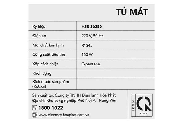Tủ mát Hoà Phát 280 lít HSR S6280