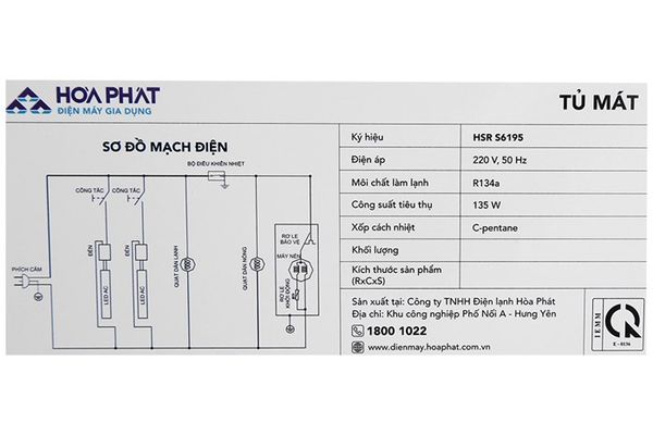 Tủ mát Hoà Phát 195 lít HSR S6195