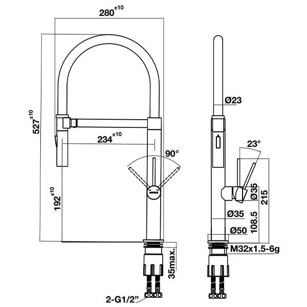 Vòi bếp Hafele 570.85.451 HT24-SH1F527 màu titan