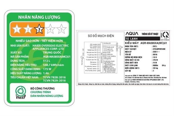 Tủ Lạnh Aqua Multidoor Inverter 512 Lít AQR-MA585XA(MC)U1