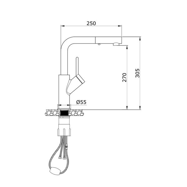 Vòi rửa Konox dây rút Artan Nickel nóng lạnh