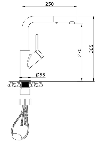 Vòi rửa Konox dây rút Artan Rose Gold nóng lạnh