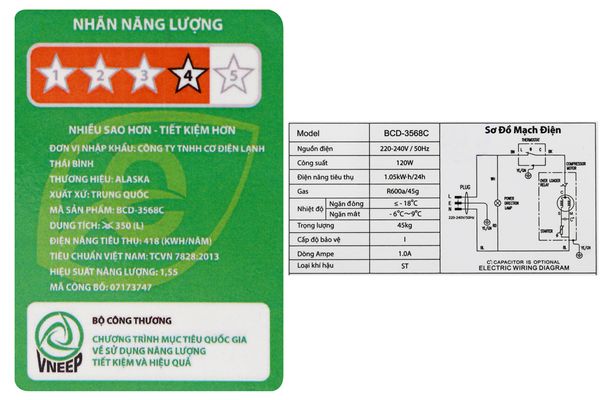 Tủ đông Alaska 350 lít BCD-3568C