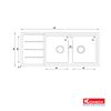 Chậu rửa Konox 116cm 2 hố Turkey sink Beta 1160 bàn trái
