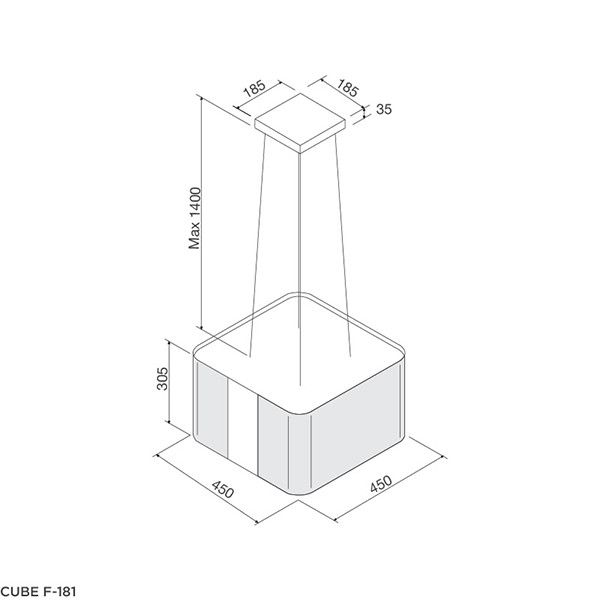 Máy hút mùi đảo Malloca 45cm CUBE F-181