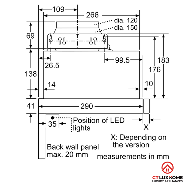 Máy hút mùi âm tủ Bosch 60cm DFL064W53B Serie 4