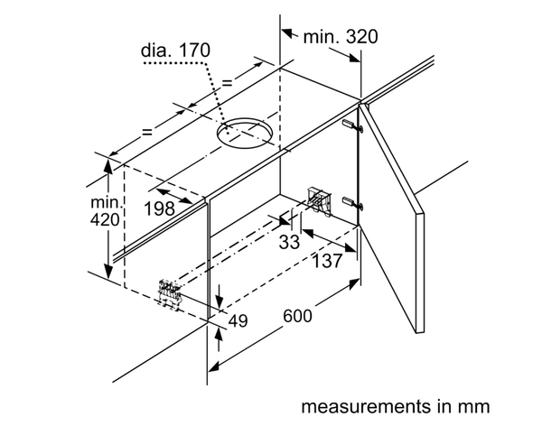 Máy hút mùi âm tủ 60cm Bosch DFS067K51 Serie 8