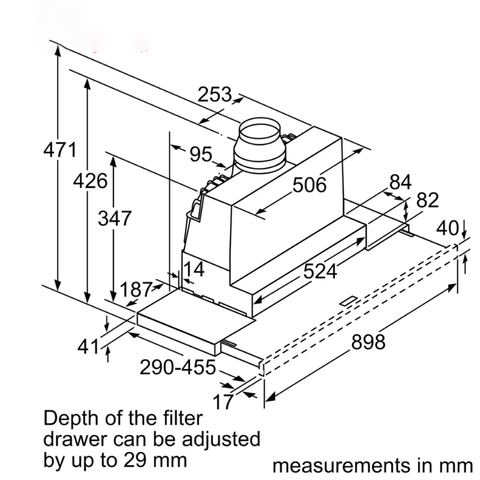 Máy hút mùi Bosch 90cm DFS097A51B serie 4