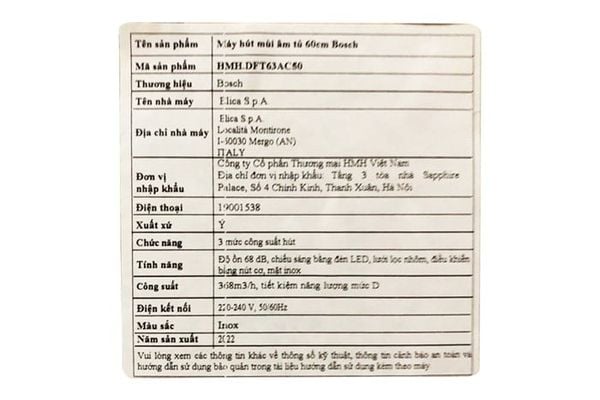 Máy hút mùi âm tủ 60cm Bosch DFT63AC50 serie 4