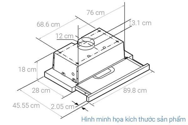 Máy hút mùi âm tủ Bosch DFT93AC50 series 4 90cm