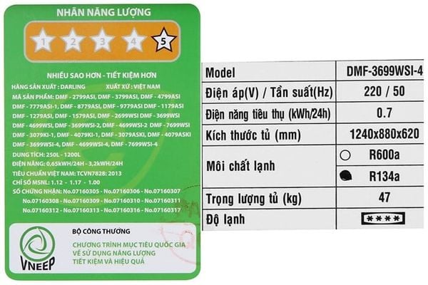 Tủ đông Darling Inverter 260 lít DMF-3699-WSI-4