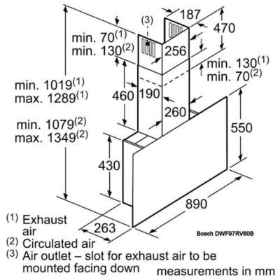 Máy hút mùi áp tường Bosch 89x55cm DWF97RV60B Serie 8