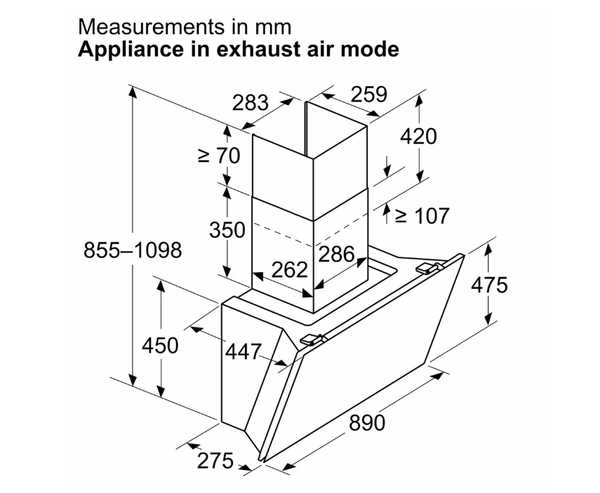 Máy hút mùi áp tường 90cm Bosch DWK91LT60 serie 8