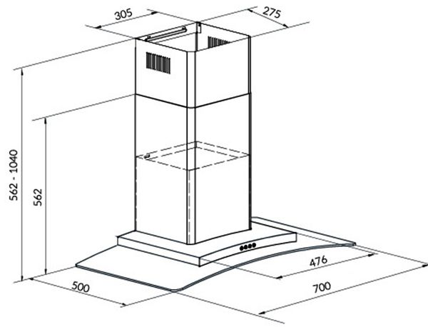 Máy hút mùi gắn tường chữ T Eurosun 70cm EH-70AF81S