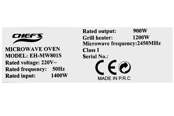 Lò vi sóng Chef's có nướng EH-MW801S 25 lít âm tủ