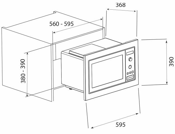 Lò vi sóng Chef's có nướng EH-MW801S 25 lít âm tủ