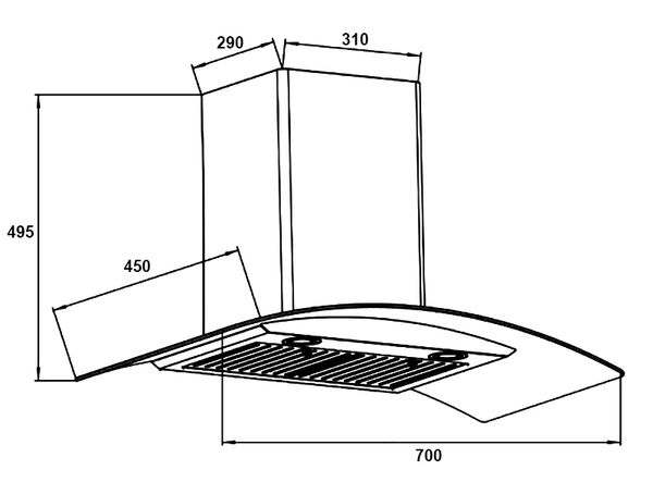 Máy hút mùi Chefs 70cm EH-R502E7D kính cong