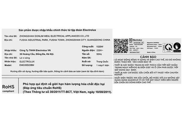 Lò vi sóng có nướng Electrolux EMG30D22BM 30 lít