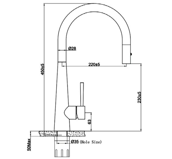 Vòi rửa inox 304 nóng lạnh Eurogold EUF118DR