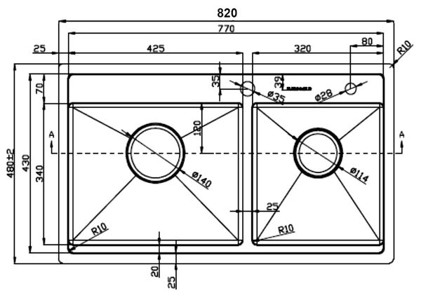 Chậu rửa inox 304 Eurogold EUP28248