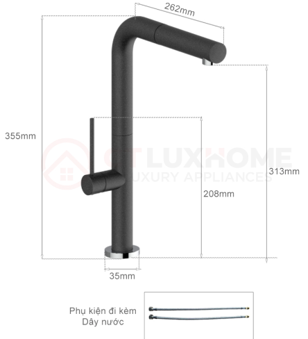 Vòi rửa nóng lạnh Furst có dây rút HMH.F400076CV