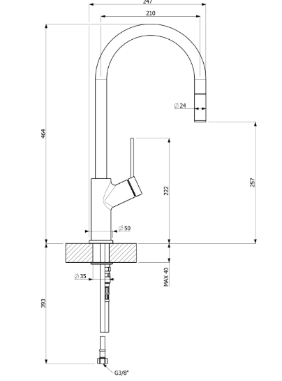 Vòi rửa Furst có dây rút F400398CR