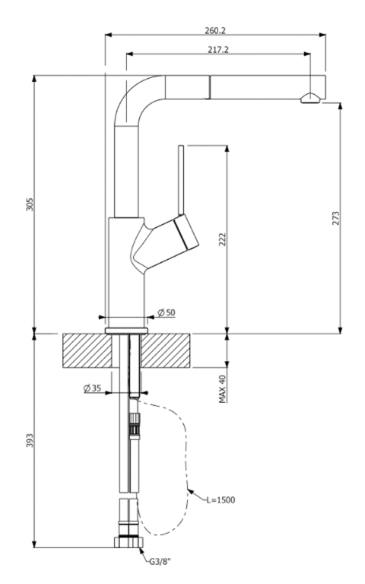 Vòi rửa nóng lạnh Furst F400420CV có dây rút