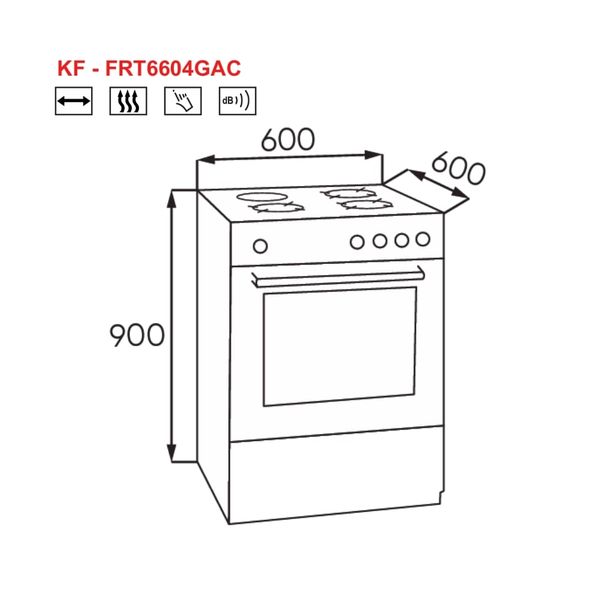 Bếp tủ liền lò Kaff KF-FRT6604GAC 68 lít
