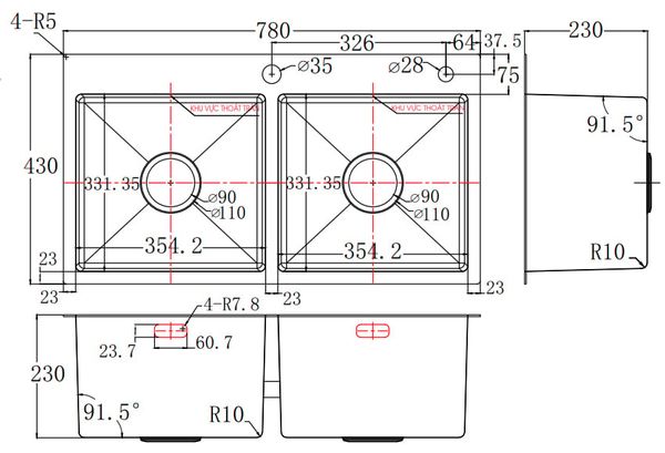 Chậu rửa 2 hố 78cm Faster FS 7843HM