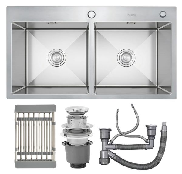 Chậu rửa 2 hố Faster Inox SUS304 FS 7843HMS