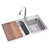 Chậu rửa 2 hố lệch 81cm Inox 201 Faster FS 8143S