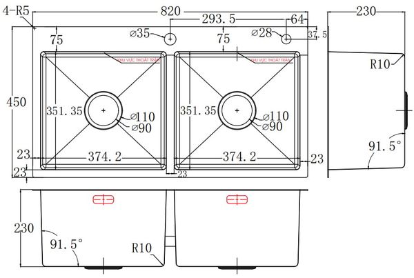 Chậu rửa Faster 2 hố FS 8245HA Inox SUS304