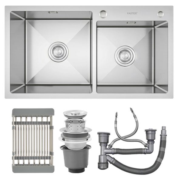 Chậu rửa 2 hố lệch Faster FS 8245HSS Inox SUS304