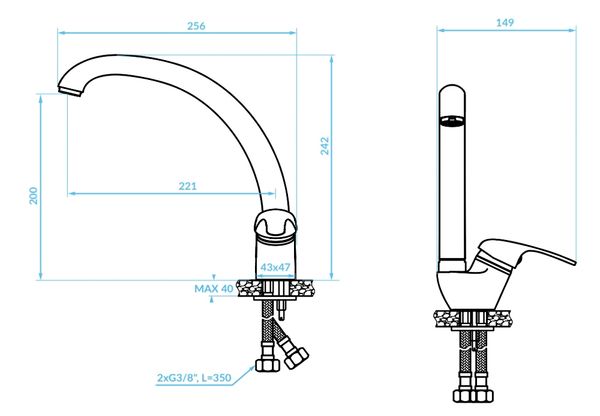 Vòi rửa bát 2 đường nước Faster FS 901