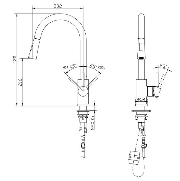 Vòi rửa bát 2 đường nước kéo rút Faster FS 926S