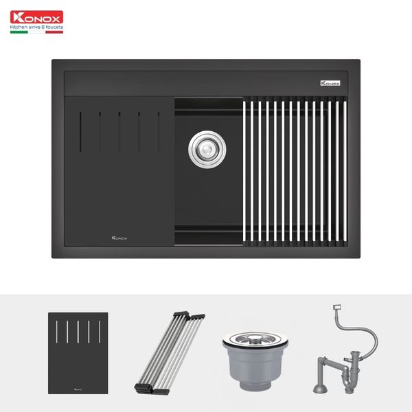 Chậu rửa Konox 79 cm Granite Sink Terra 790S đen
