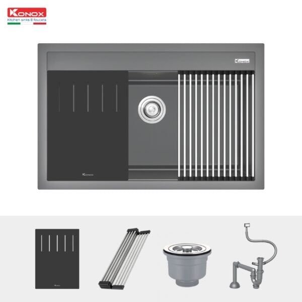 Chậu rửa Konox 79 cm Granite Sink Terra 790S xám