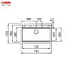 Chậu rửa Konox 79 cm Granite Sink Terra 790S xám