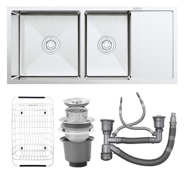 Chậu rửa 2 hố lệch 100cm Gento GT04-10046 inox 304